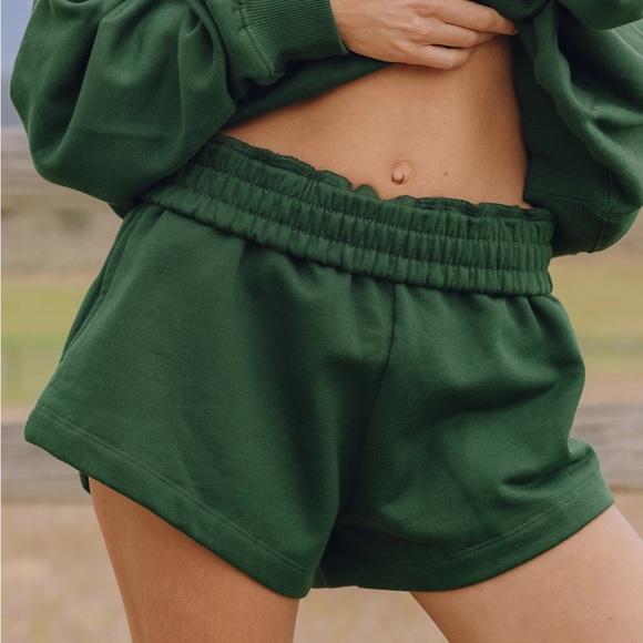 Daily Drills Vintage Crewneck Fleece Sweatshirt and Super Shorts Size M/L Green - Picture 4 of 4